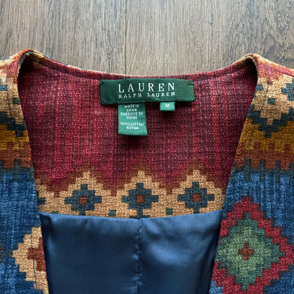 Lauren Ralph Lauren Southwestern Aztec Cotton
Vest M - Picture 7 of 10